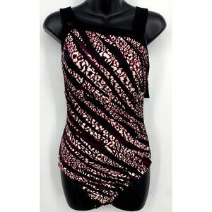 Aqua Green AquaGreen One Piece Swimwuit Size Large L Purple Black Summer New